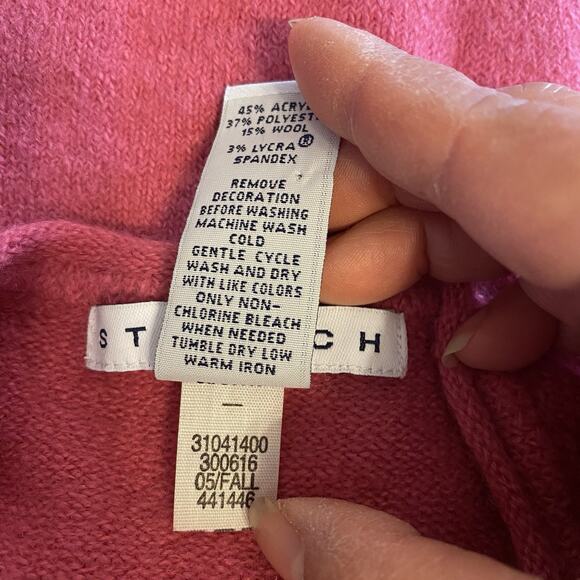 GAP Stretch Women S LongSleeve Cozy ButtonUp WoolBlend Knit Pink Cardigan Career - Picture 5 of 9